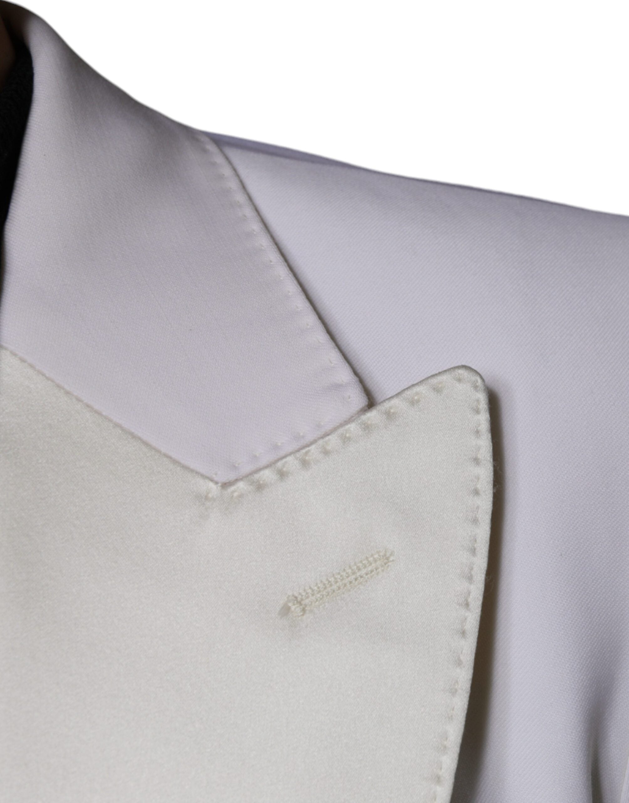 Off White wool single-breasted dress blazer by Dolce & Gabbana, tailored fit with notch lapels and front button closure.