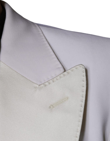 Off White wool single-breasted dress blazer by Dolce & Gabbana, tailored fit with notch lapels and front button closure.