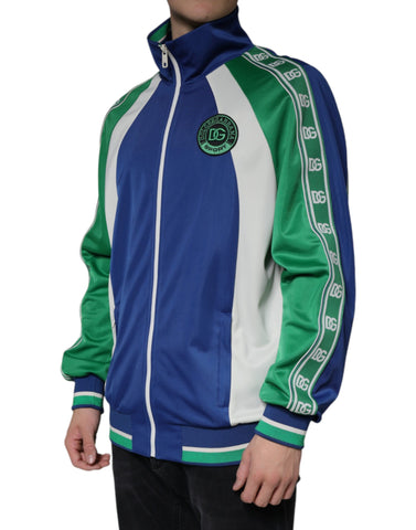 Multicolor polyester full-zip bomber jacket by Dolce & Gabbana with vibrant color blocks and ribbed cuffs.