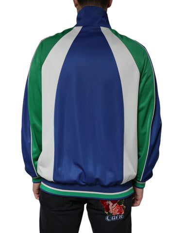 Multicolor polyester full-zip bomber jacket by Dolce & Gabbana with a vibrant, stylish design and ribbed cuffs and collar.
