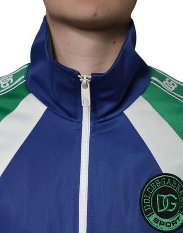 Multicolor polyester full-zip bomber jacket by Dolce & Gabbana, featuring vibrant color blocks and a sleek design.
