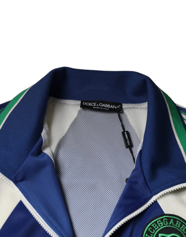 Multicolor polyester full-zip bomber jacket by Dolce & Gabbana with vibrant color blocks and ribbed cuffs.