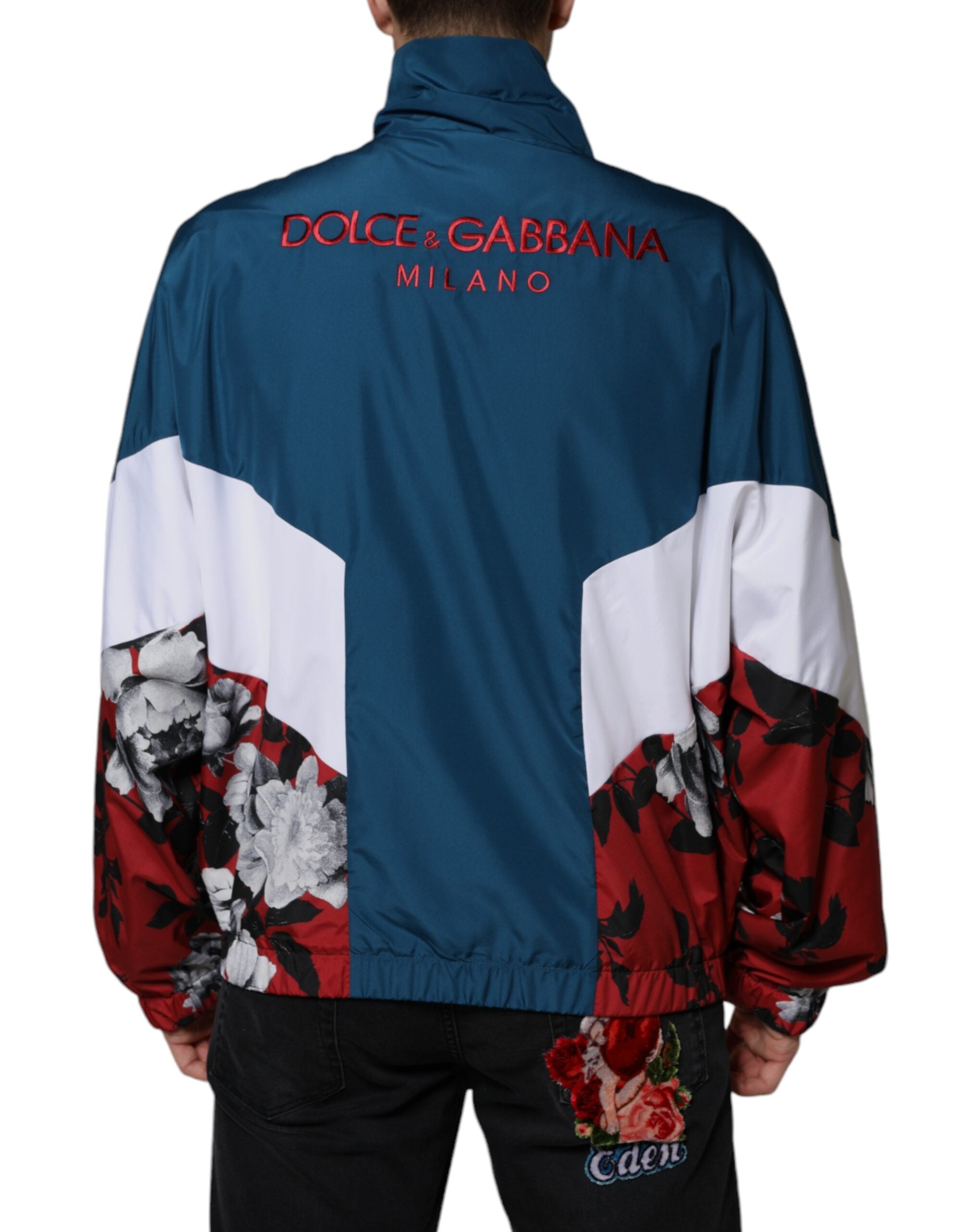 Multicolor polyester full zip jacket by Dolce & Gabbana, featuring vibrant colors and a sleek design.