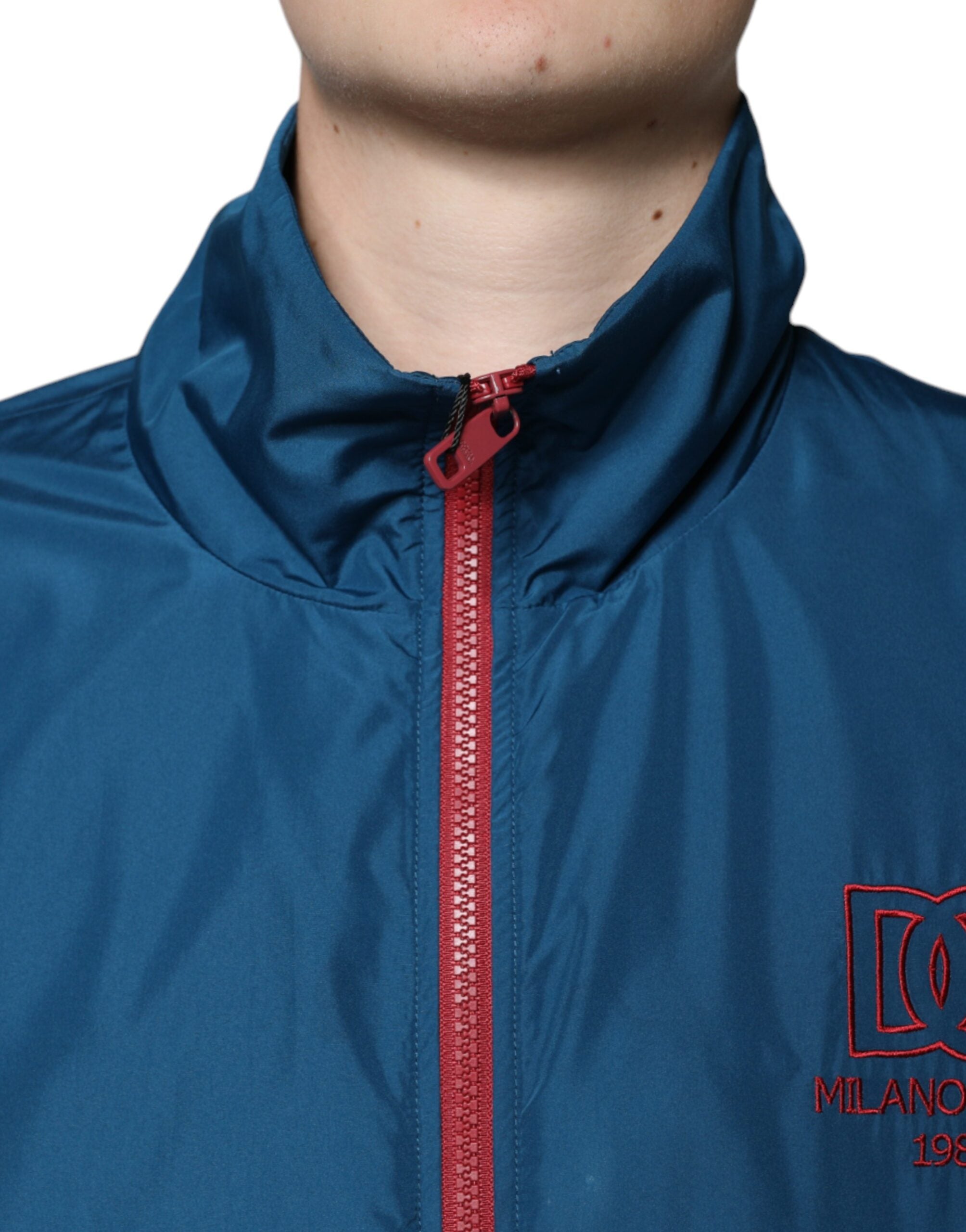 Multicolor polyester full-zip jacket by Dolce & Gabbana with vibrant color blocks and a sleek zipper front.