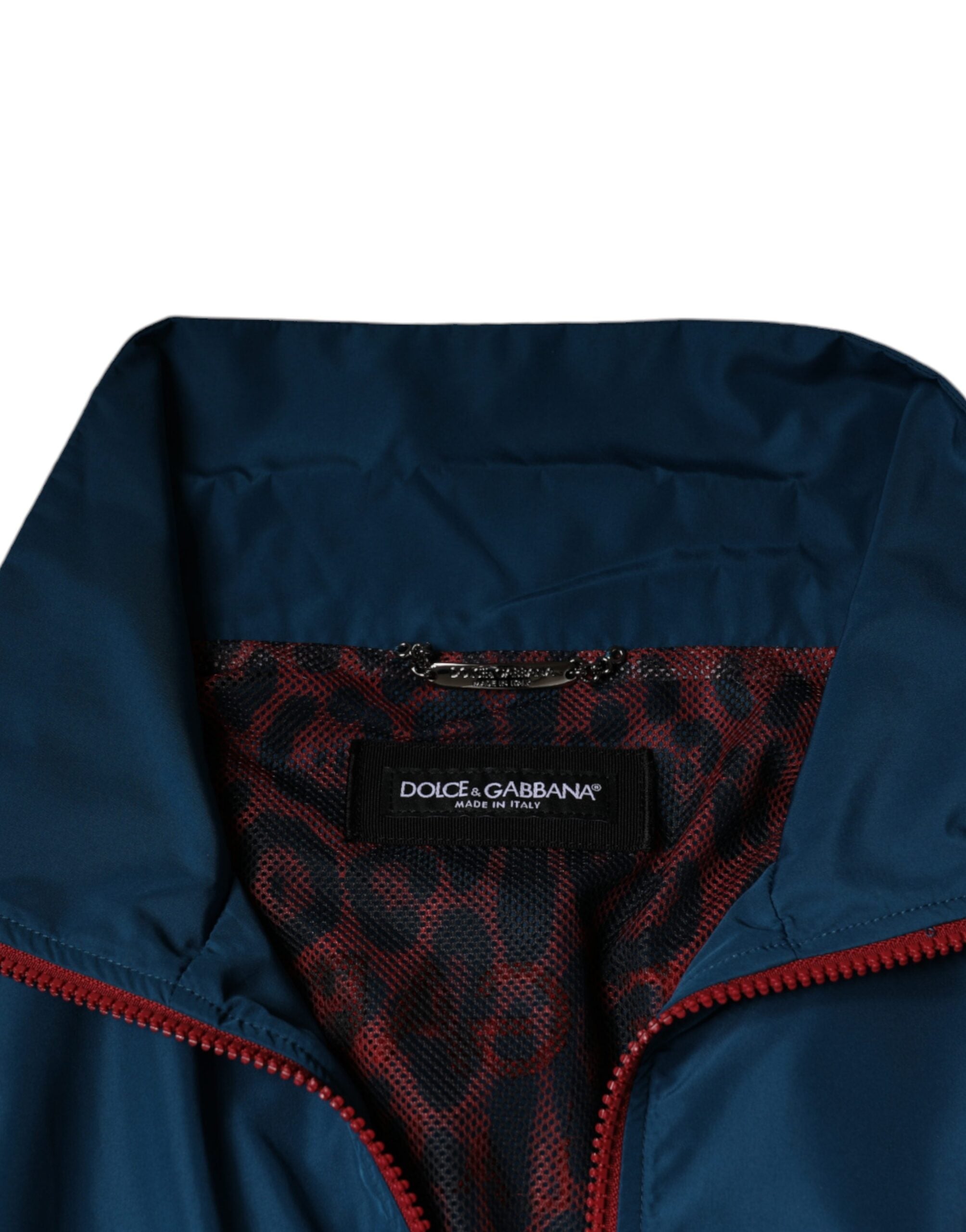 Multicolor polyester full zip jacket by Dolce & Gabbana, showcasing vibrant colors and a sleek zip-up design.