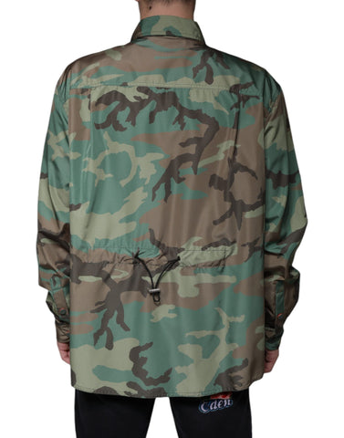 Multicolor camouflage button-down shirt by Dolce & Gabbana, featuring a stylish camouflage pattern and classic collar design.