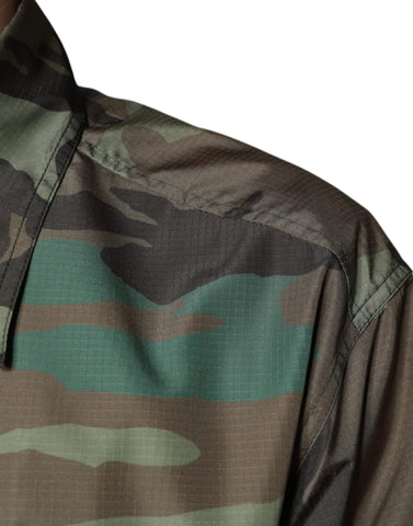 Multicolor camouflage button-down shirt by Dolce & Gabbana featuring a stylish, vibrant design and classic collar detail.