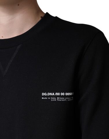 Black Dolce & Gabbana logo print crewneck sweatshirt, cozy sweater with bold logo design, front view.