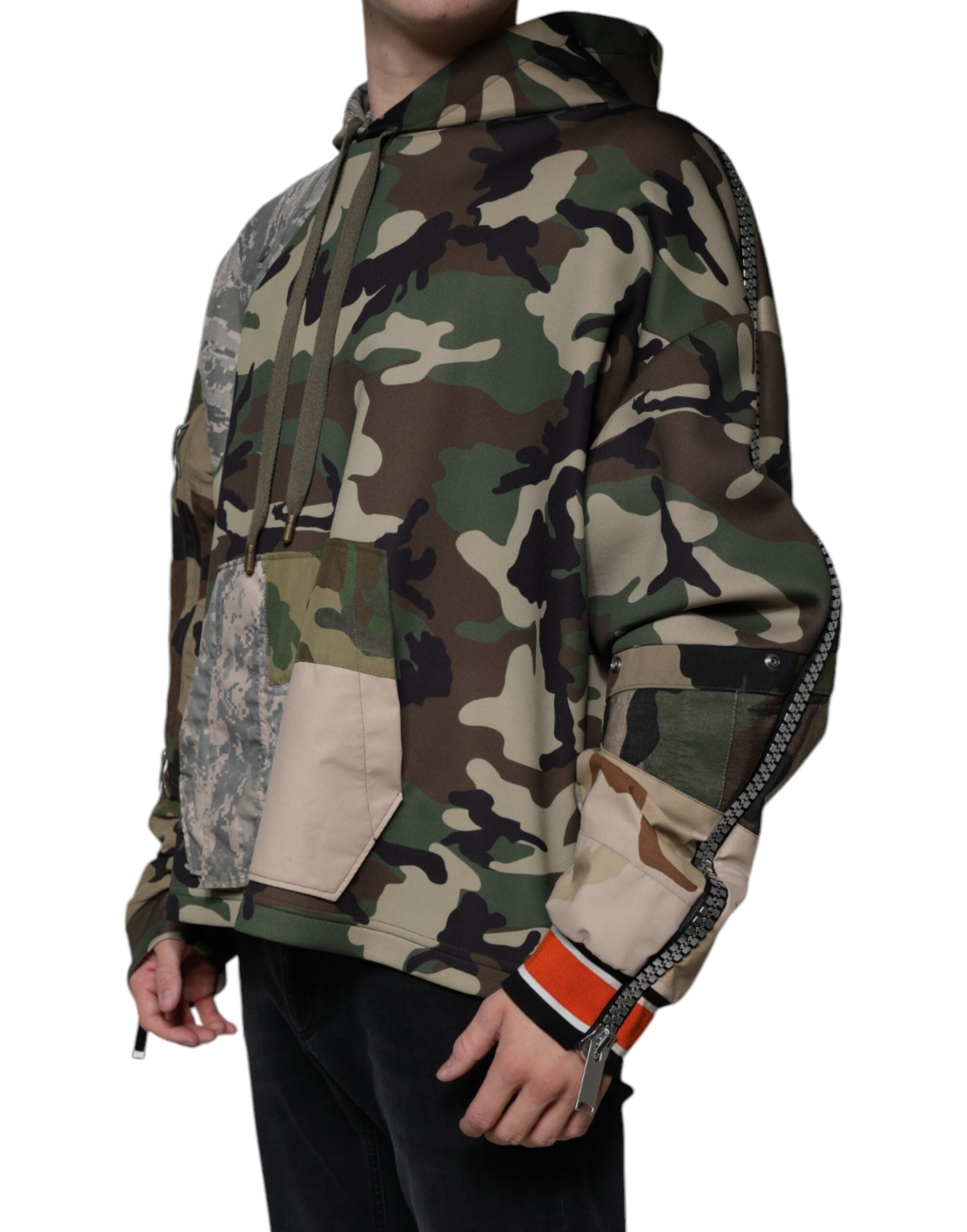 Multicolor camouflage hooded sweatshirt by Dolce & Gabbana, featuring a casual fit and vibrant camo print.