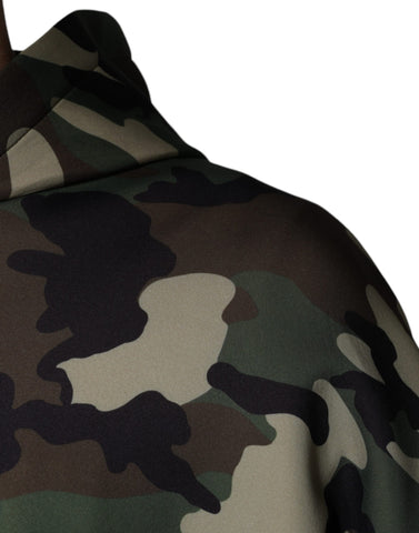 Multicolor camouflage hooded sweatshirt by Dolce & Gabbana, featuring a cozy sweater design with a vibrant camo pattern.