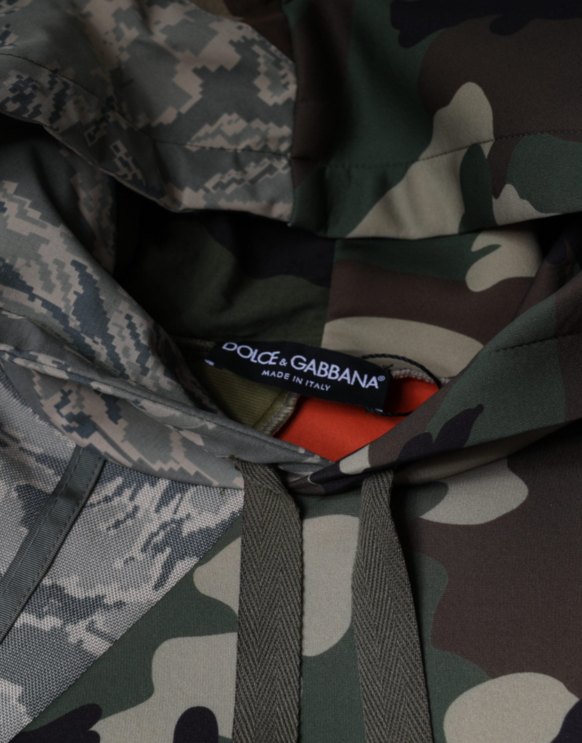 Multicolor camouflage hooded sweatshirt by Dolce & Gabbana, featuring a comfortable fit and stylish design.