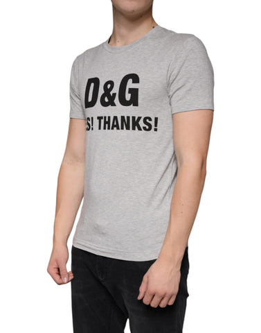 Gray Dolce & Gabbana logo print crewneck short sleeve T-shirt with a casual fit and stylish design.