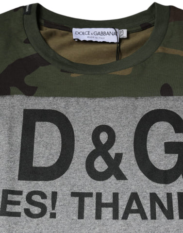 Multicolor camouflage cotton crew neck T-shirt by Dolce & Gabbana, featuring a vibrant camo pattern and classic fit.