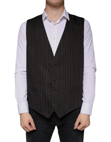 Black cotton waistcoat dress by Dolce & Gabbana, formal vest featuring tailored fit and classic design.