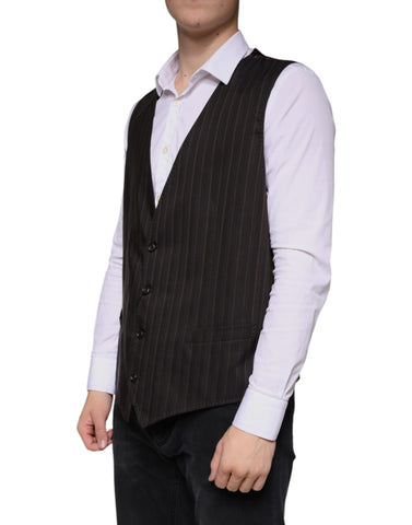 Black cotton waistcoat dress by Dolce & Gabbana, formal vest with tailored fit and classic design, suitable for elegant occasions.