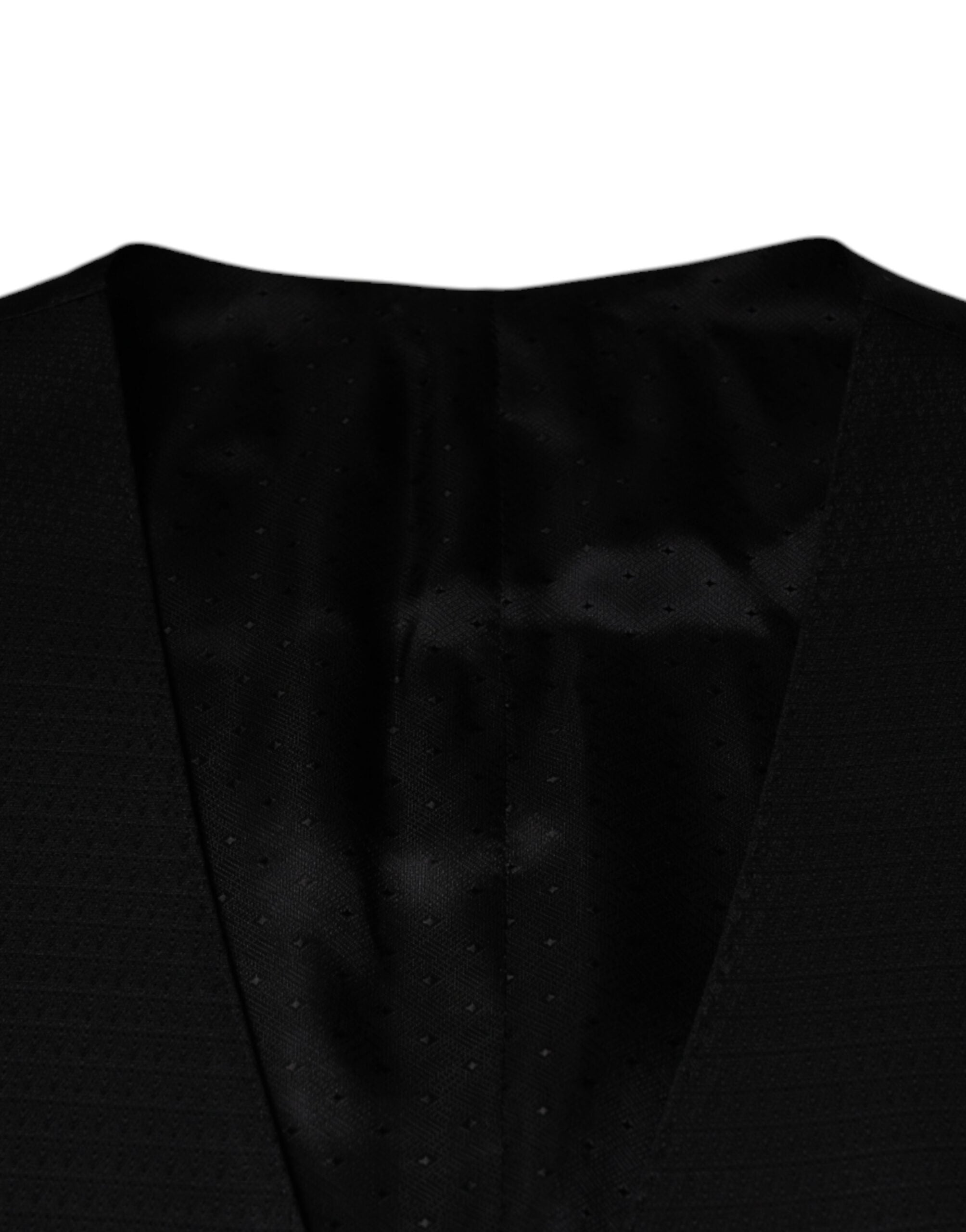 Black wool waistcoat dress by Dolce & Gabbana, formal vest with tailored fit and classic design, suitable for elegant occasions.