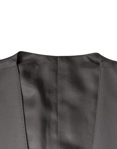 Light gray wool formal dress waistcoat vest by Dolce & Gabbana, displayed on a neutral background.