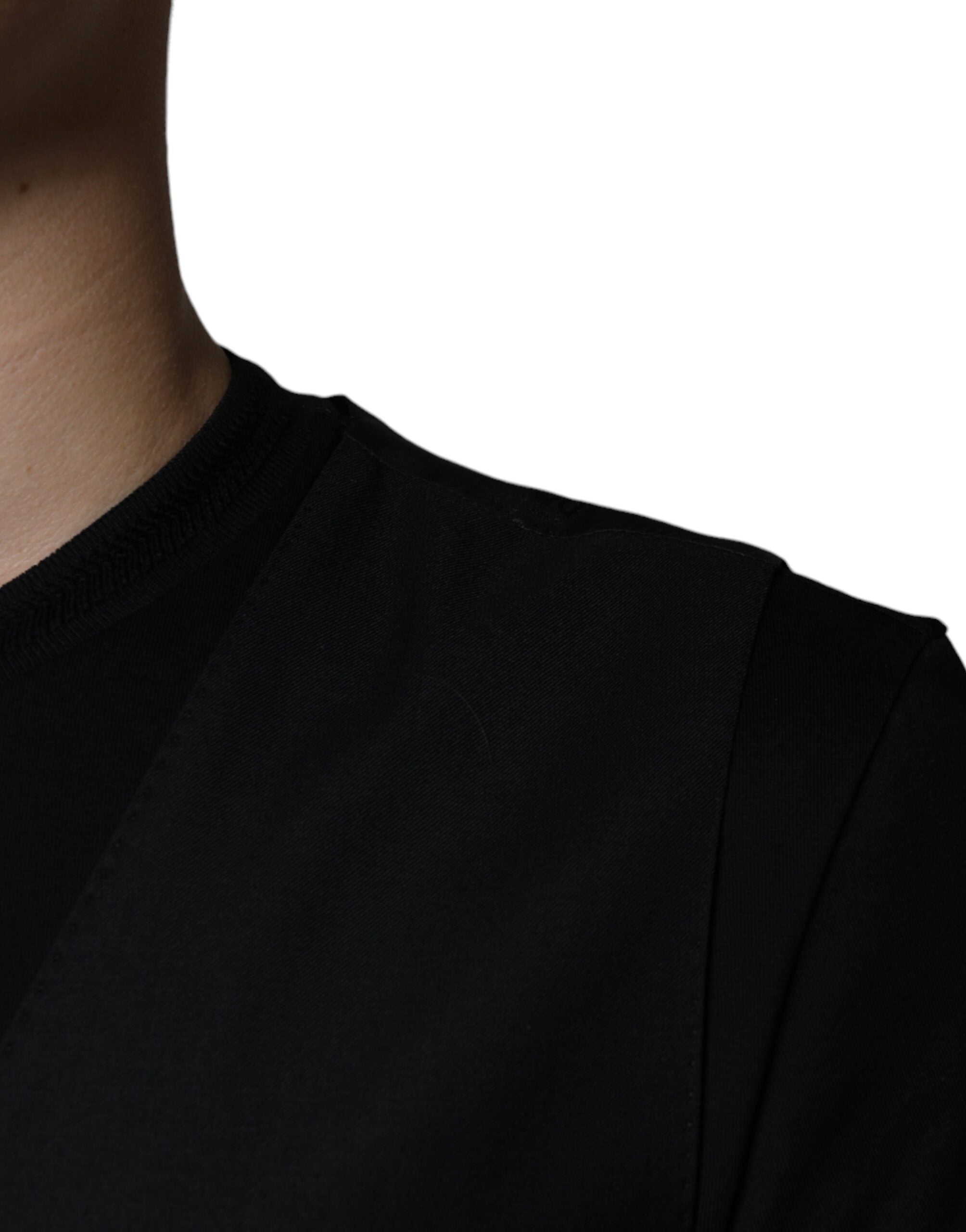 Black wool waistcoat dress by Dolce & Gabbana, formal vest style with tailored fit and elegant design, front view.