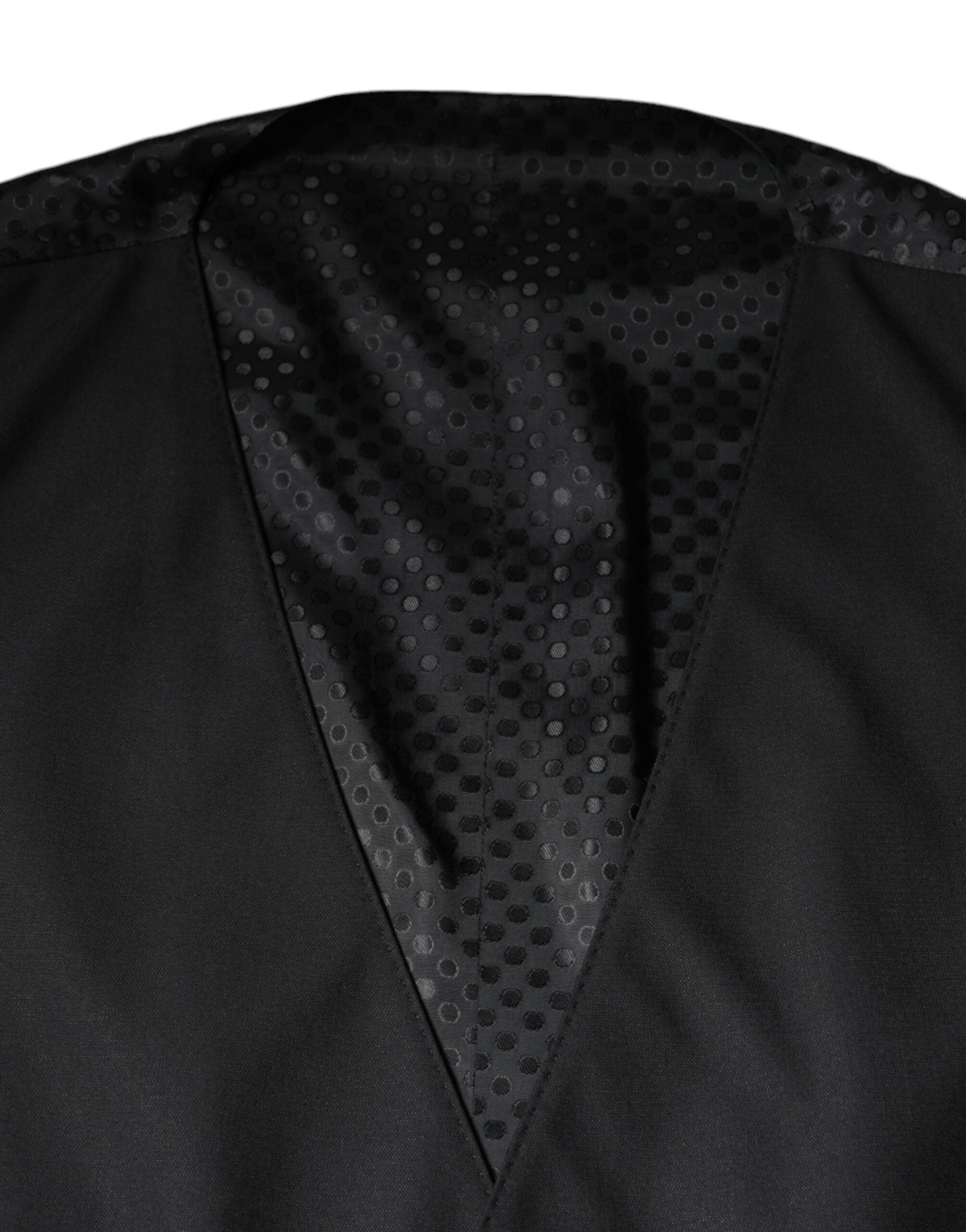 Black wool waistcoat dress by Dolce & Gabbana, formal vest style with tailored fit, perfect for elegant occasions.