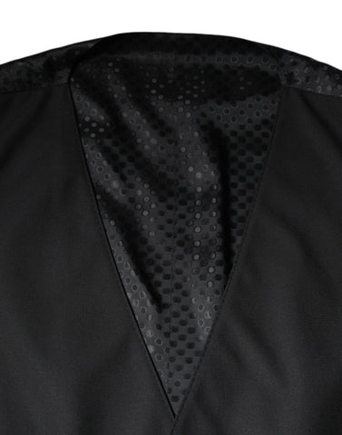 Black wool waistcoat dress by Dolce & Gabbana, formal vest style with tailored fit, perfect for elegant occasions.