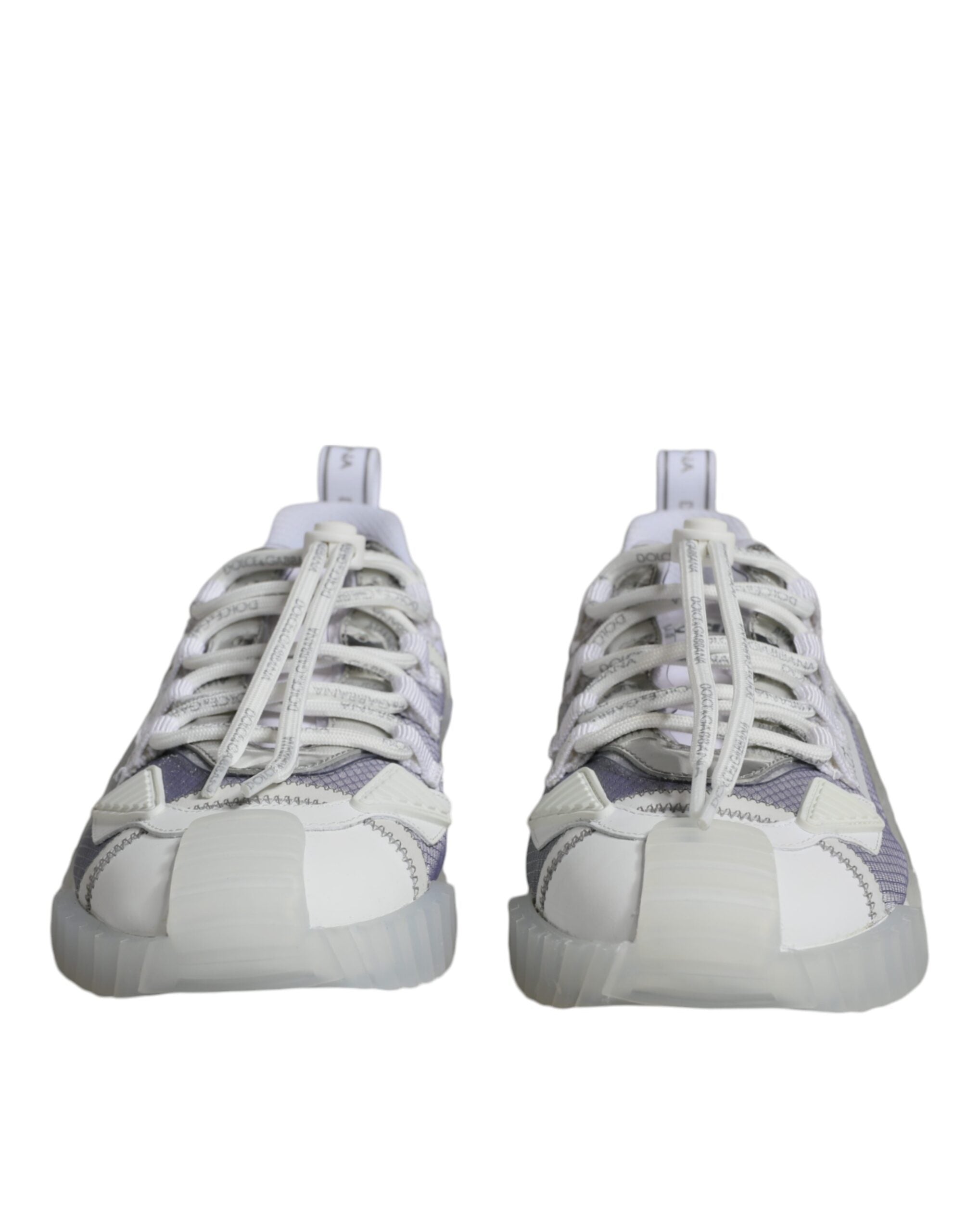 White silver low-top NS1 sneakers by Dolce & Gabbana, featuring sleek design and stylish laces on a clean background.