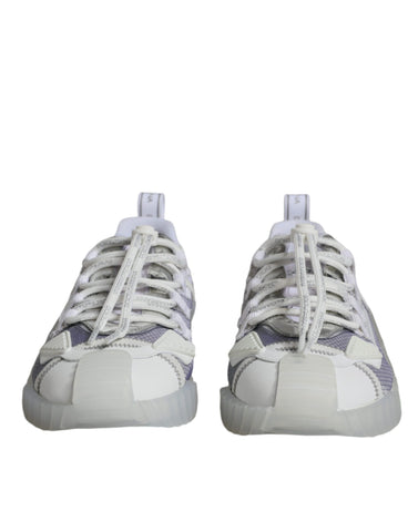White silver low-top NS1 sneakers by Dolce & Gabbana, featuring sleek design and stylish laces on a clean background.
