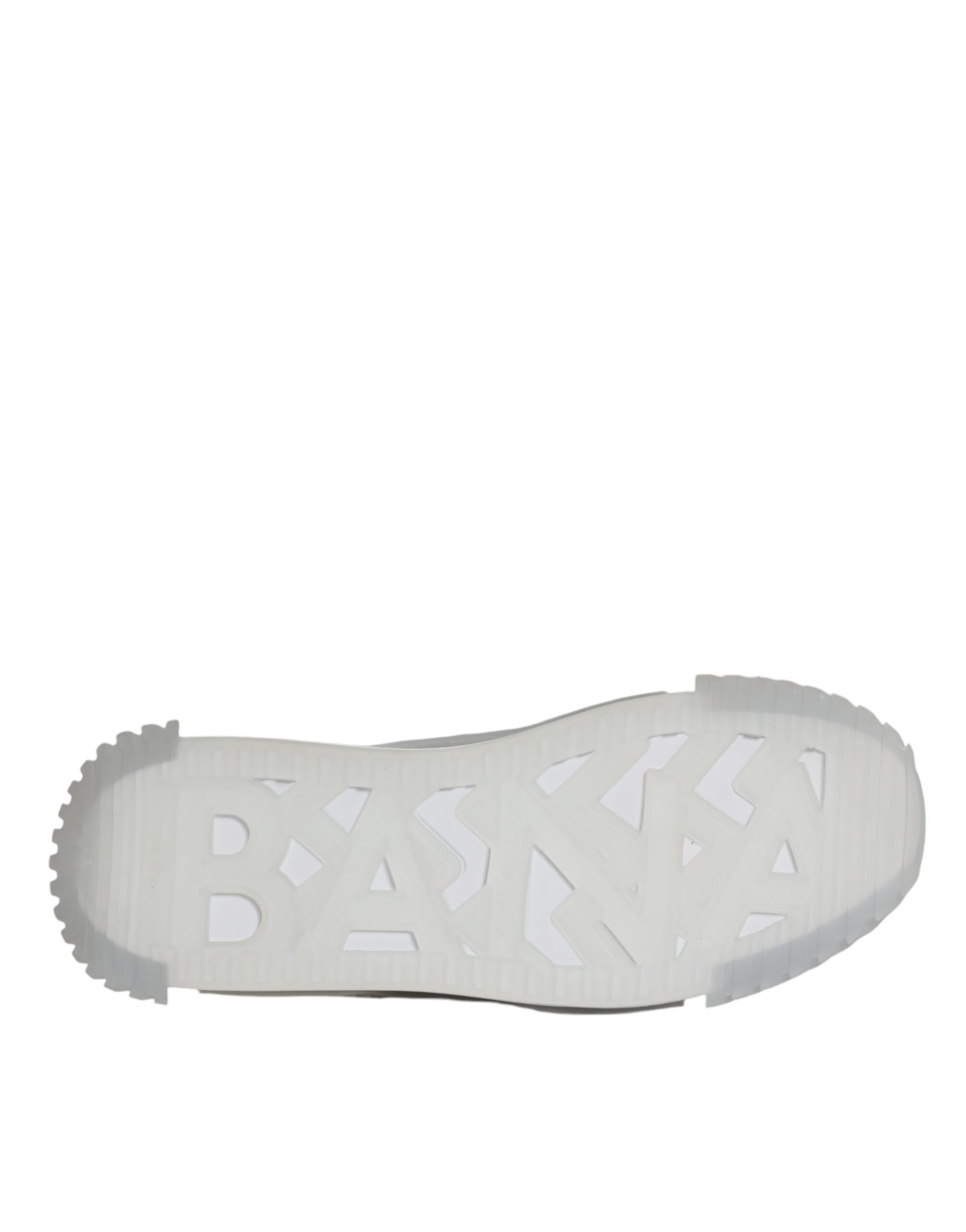 White silver Dolce & Gabbana NS1 low-top sneakers with sleek design and lace-up closure.
