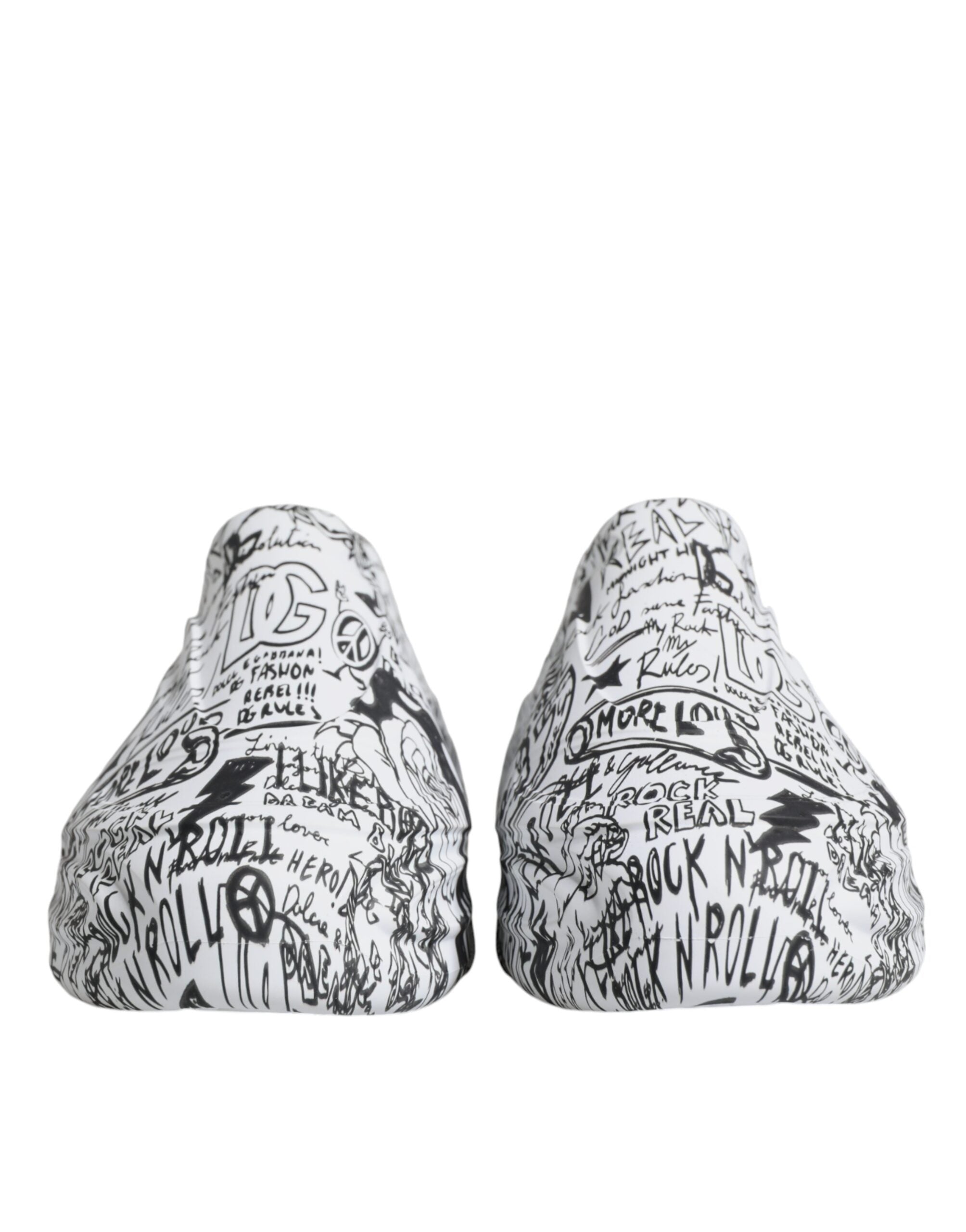 White and black graffiti-style Daymaster sneakers by Dolce & Gabbana with bold design and casual sneaker silhouette.