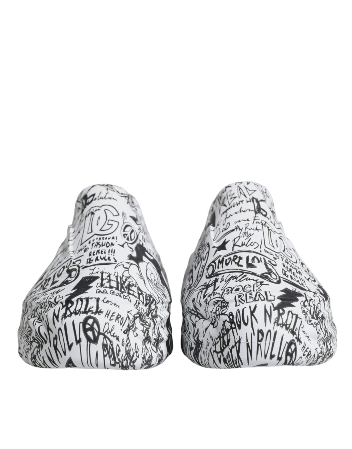 White and black graffiti-style Daymaster sneakers by Dolce & Gabbana with bold design and casual sneaker silhouette.