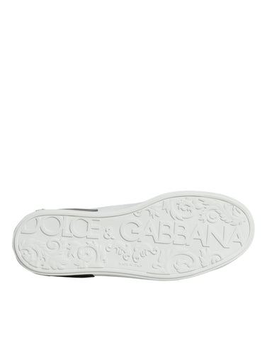 White leather Dolce & Gabbana Portofino sneaker shoes with logo detail and stylish design.