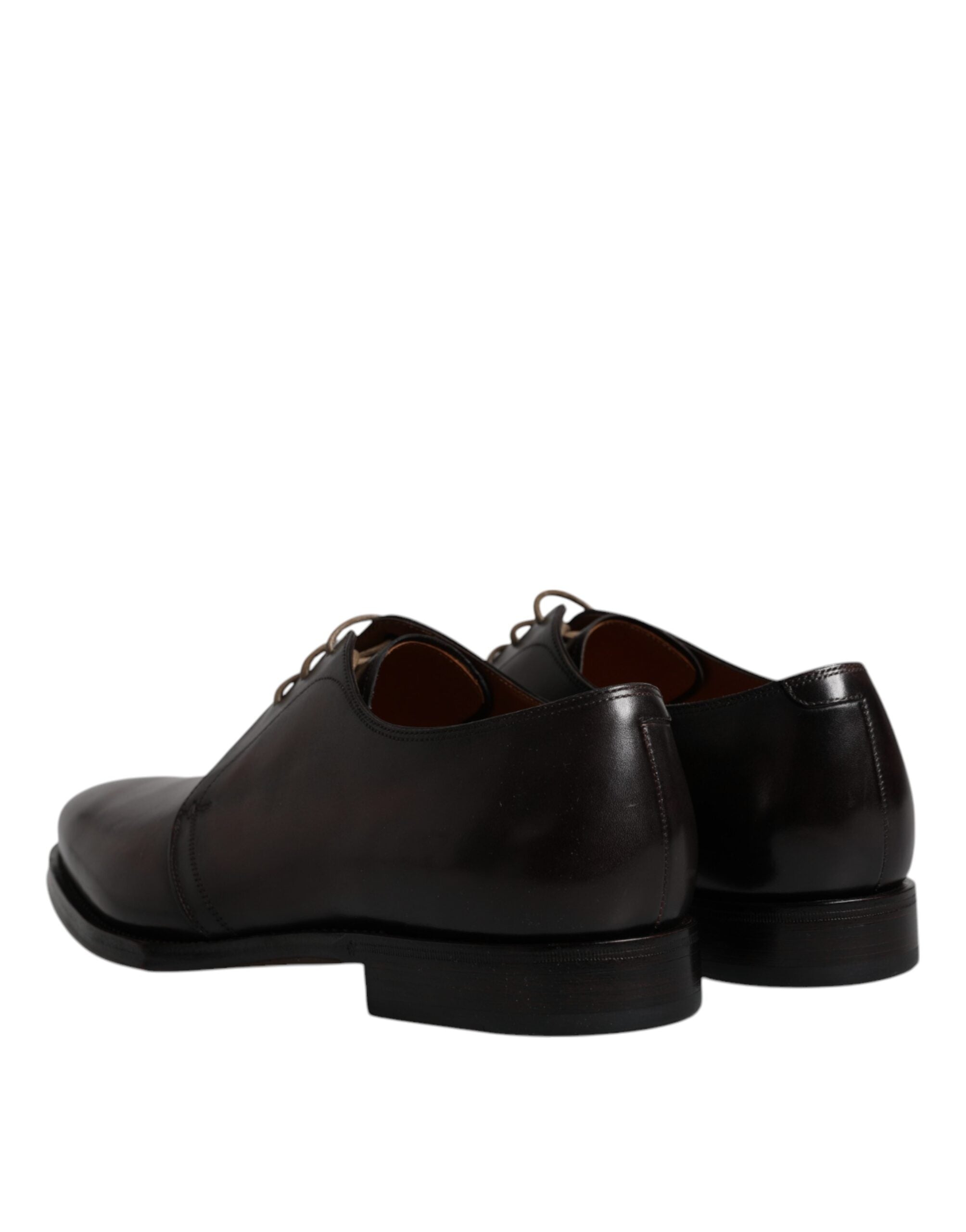 Brown leather lace-up men's Derby formal shoes by Dolce & Gabbana, featuring classic design and polished finish.