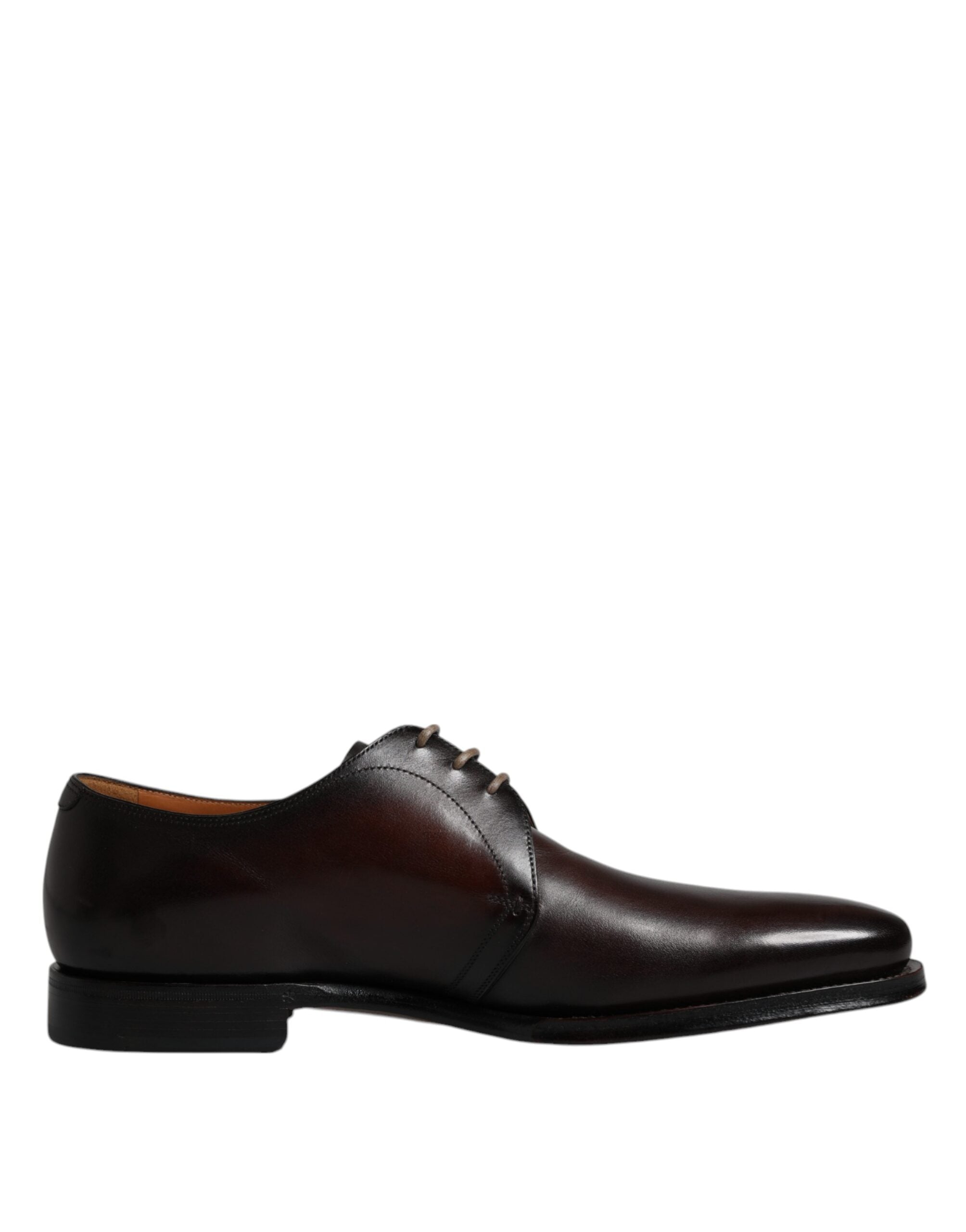 Brown leather lace-up men's derby shoes by Dolce & Gabbana, featuring a classic formal design and polished finish.