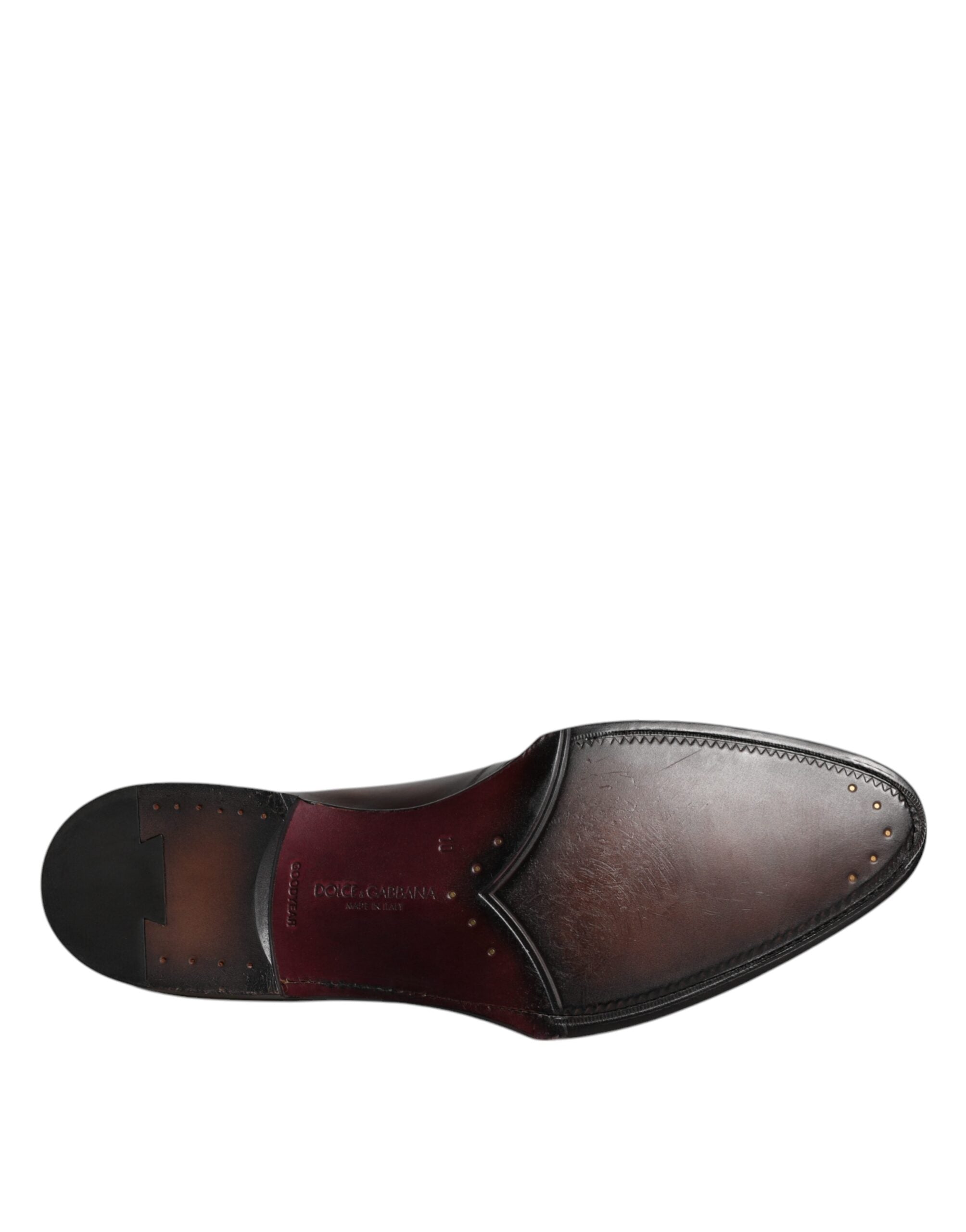 Brown leather lace-up men's derby shoes by Dolce & Gabbana, featuring polished finish and classic formal design.