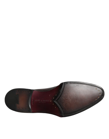 Brown leather lace-up men's derby shoes by Dolce & Gabbana, featuring polished finish and classic formal design.