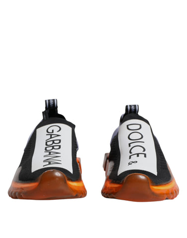 Black and orange Dolce & Gabbana Sorrento slip-on sneakers with stylish design and comfortable fit.