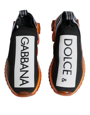 Black and orange Dolce & Gabbana Sorrento slip-on sneakers with stylish design and comfortable fit.