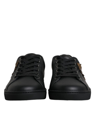 Black London Sacred Heart men's sneakers by Dolce & Gabbana featuring stylish design and logo details.