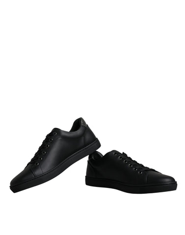 Black London Sacred Heart men's sneakers by Dolce & Gabbana featuring detailed Sacred Heart design and stylish athletic shoe style.