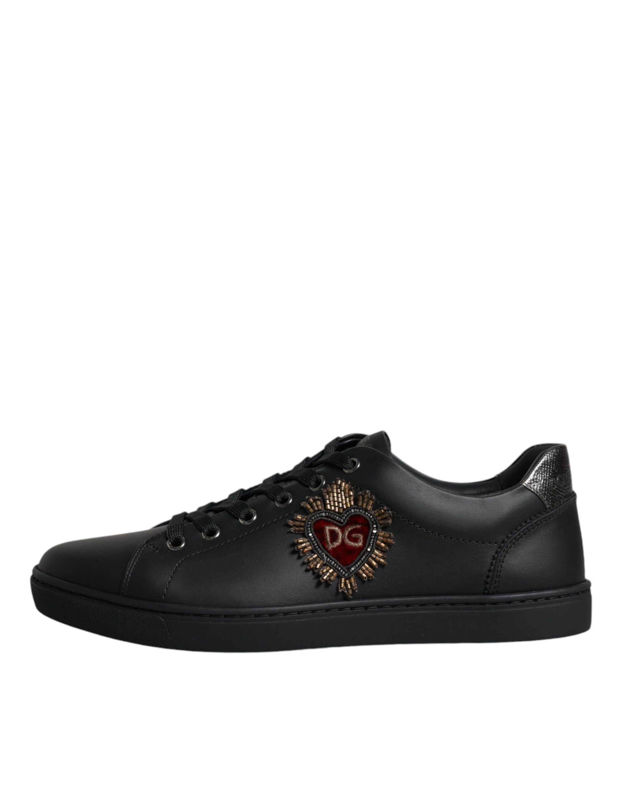 Black London Sacred Heart Men sneakers by Dolce & Gabbana, featuring stylish design with Sacred Heart detail and comfortable sole.