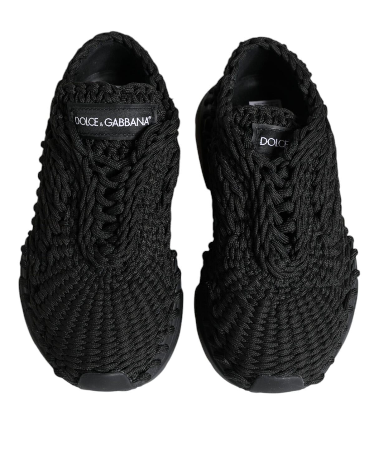 Black knitted Daymaster sneakers by Dolce & Gabbana, featuring a sleek design and comfortable fit.