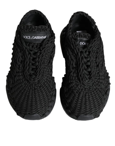 Black knitted Daymaster sneakers by Dolce & Gabbana, featuring a sleek design and comfortable fit.