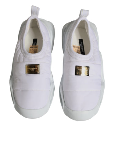 White padded fabric low top sneakers by Dolce & Gabbana with a sleek design and comfortable fit.