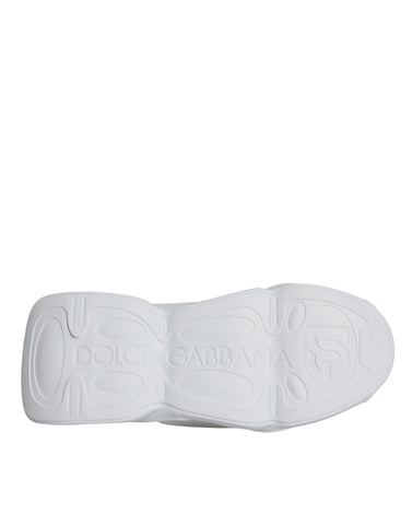 White padded fabric low top sneakers by Dolce & Gabbana, featuring a sleek design and comfortable lace-up style.