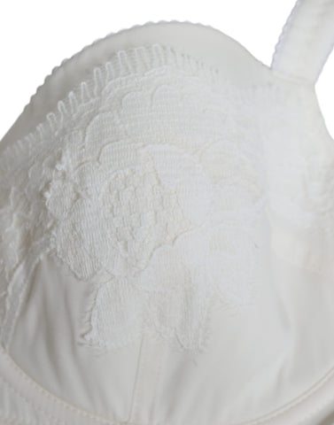 White silk stretch panty and balconette bra set by Dolce & Gabbana, featuring smooth, elegant lingerie with delicate details.
