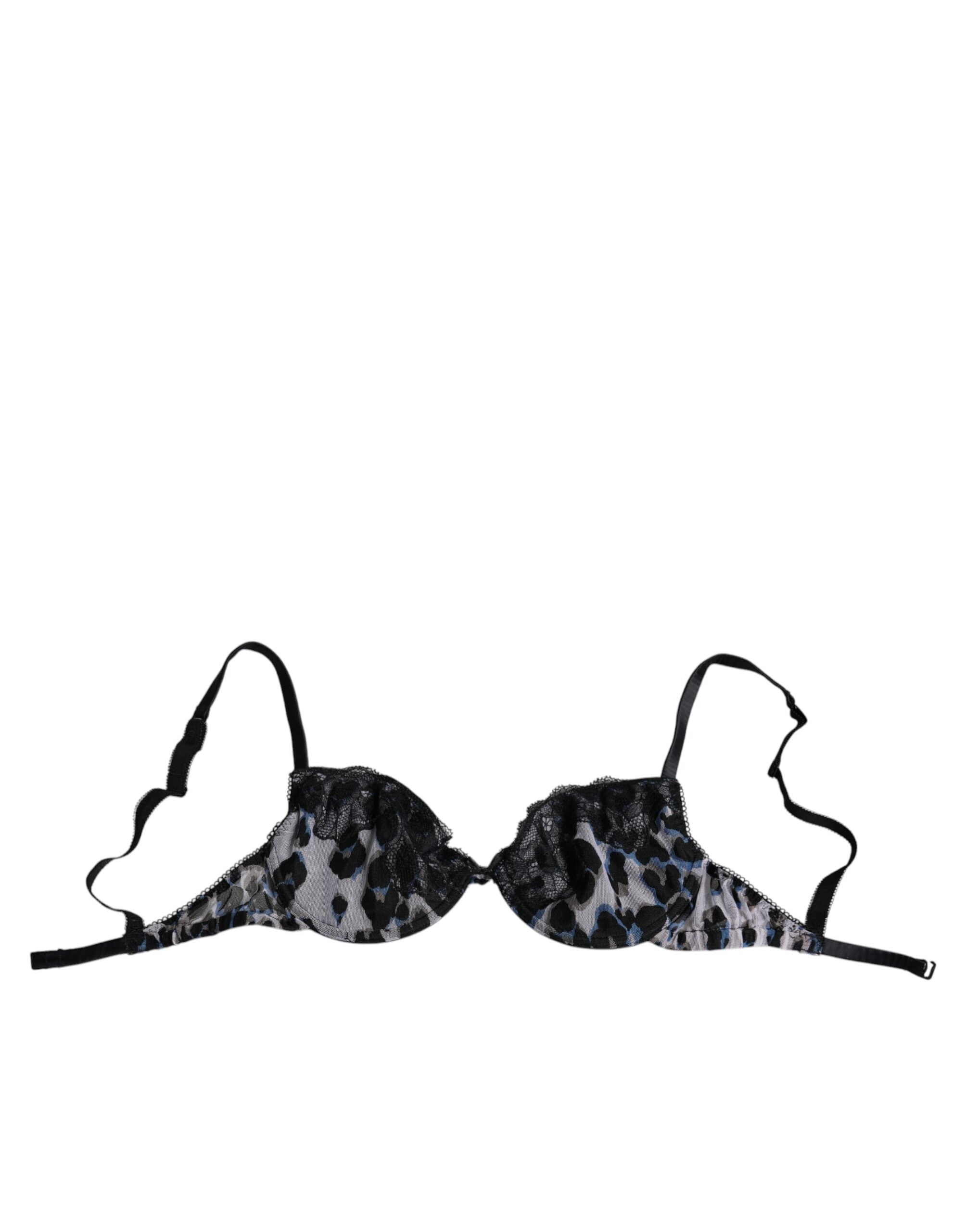 White leopard print Roberto Cavalli push-up bra with underwire and adjustable straps, designed for a flattering fit.