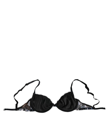 White leopard print Roberto Cavalli push-up bra with underwire and adjustable straps, designed for a flattering fit.