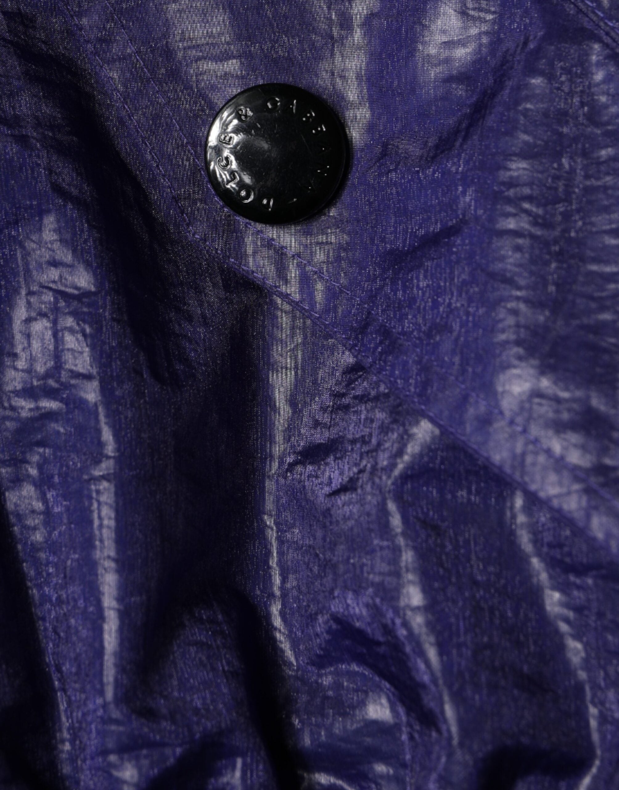 Blue cotton stretch full zip bomber jacket by Dolce & Gabbana, close-up showing fabric texture and zipper details.