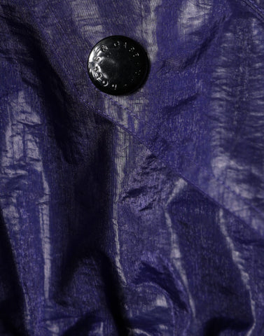 Blue cotton stretch full zip bomber jacket by Dolce & Gabbana, close-up showing fabric texture and zipper details.
