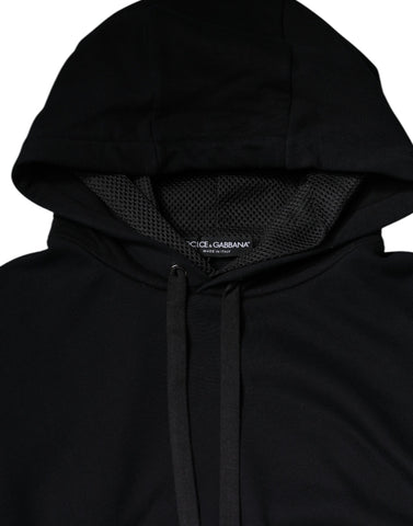 Black hooded men's sweatshirt by Dolce & Gabbana, featuring a casual pullover design and soft fabric.
