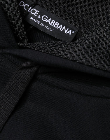 Black hooded pullover sweatshirt for men by Dolce & Gabbana, featuring a comfortable fit and casual style.